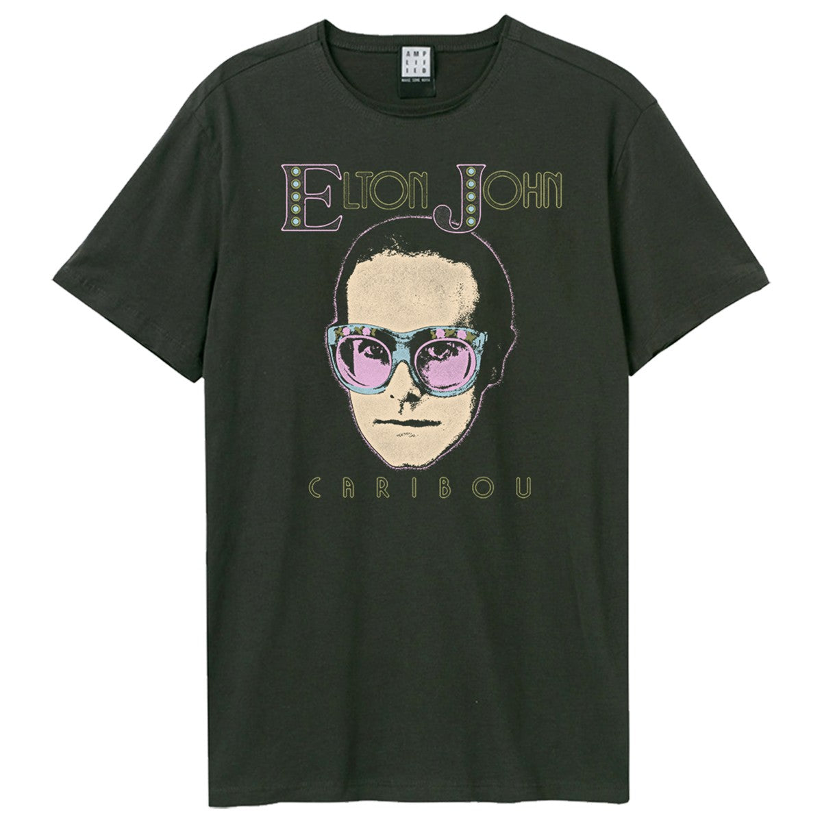 Charcoal - Front - Amplified Unisex Adult Caribou Face Elton John T-Shirt