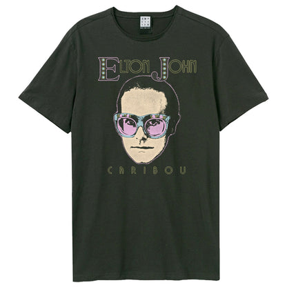 Charcoal - Front - Amplified Unisex Adult Caribou Face Elton John T-Shirt