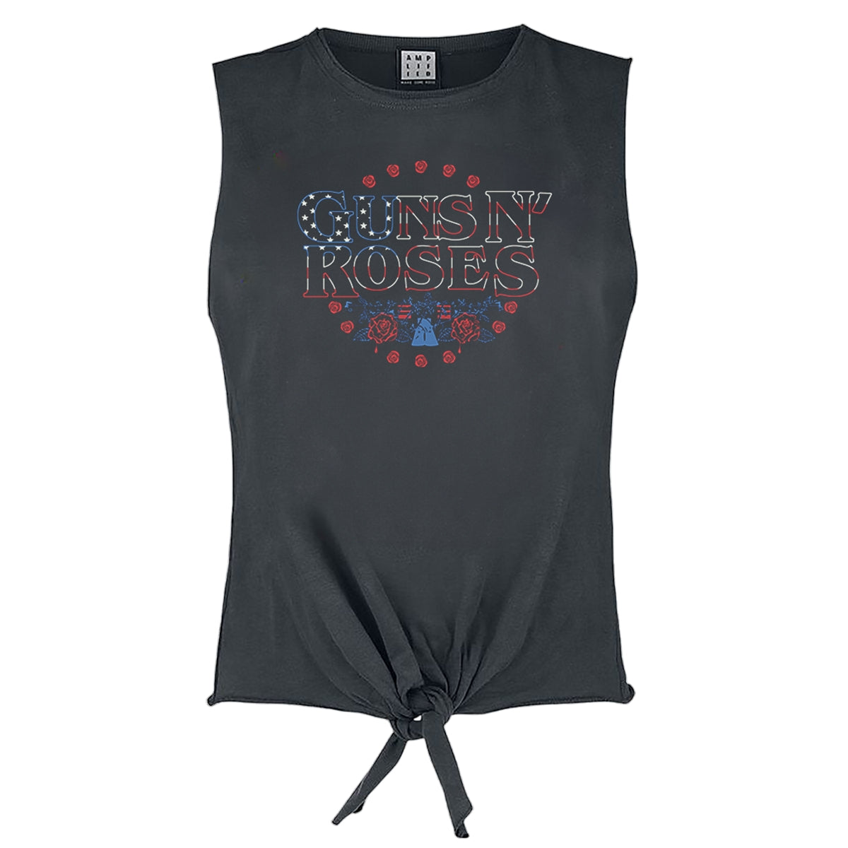 Charcoal - Front - Amplified Womens-Ladies Stars And Stripes Guns N Roses Sleeveless Top