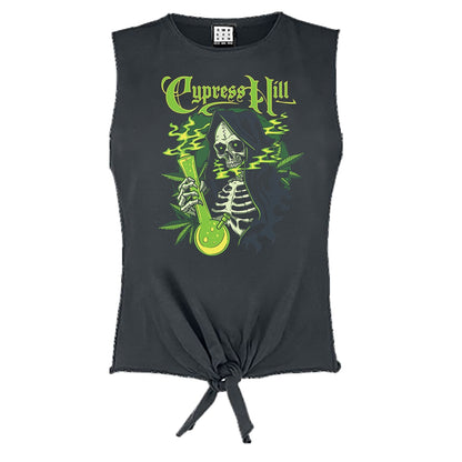 Charcoal - Front - Amplified Womens-Ladies Skeleton Bong Cypress Hill Sleeveless Top