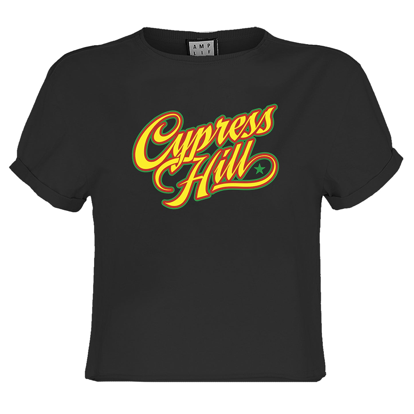 Charcoal - Front - Amplified Womens-Ladies Script Cypress Hill Crop Top
