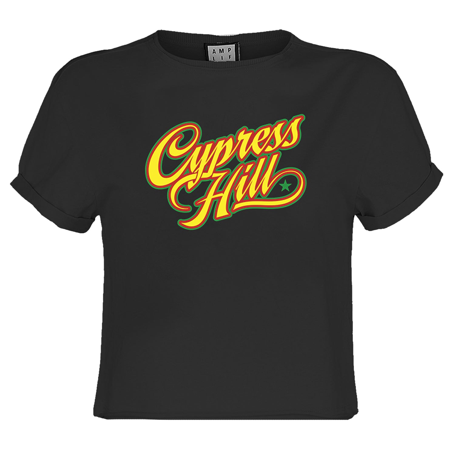Charcoal - Front - Amplified Womens-Ladies Script Cypress Hill Crop Top