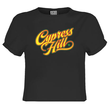 Charcoal - Front - Amplified Womens-Ladies Script Cypress Hill Crop Top