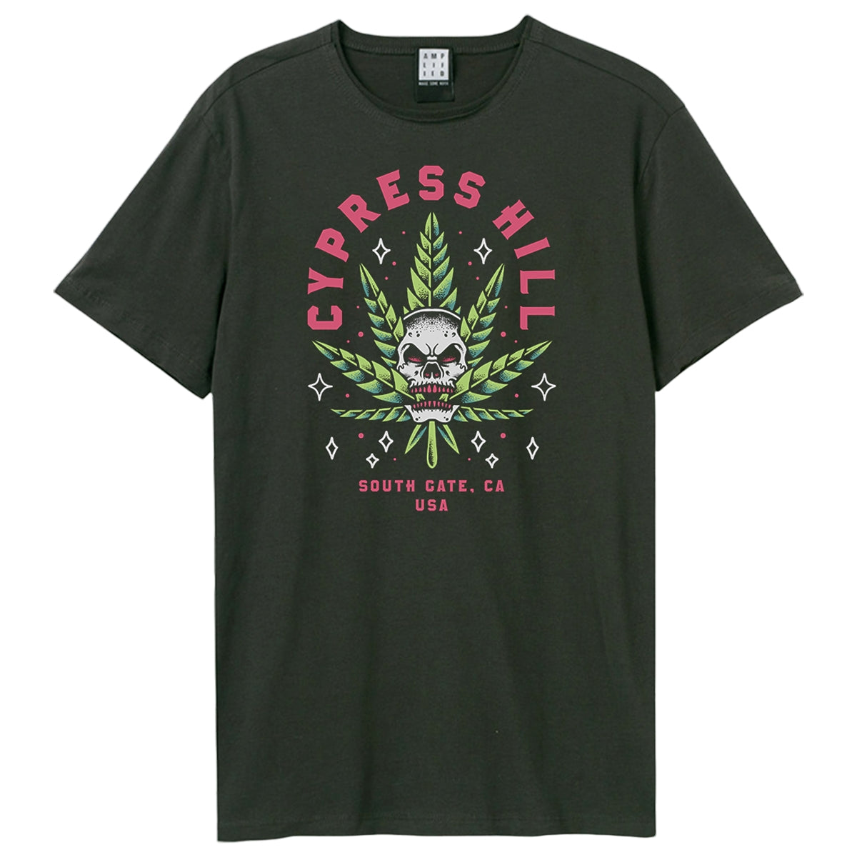 Charcoal - Front - Amplified Unisex Adult Skull Leaf Cypress Hill T-Shirt