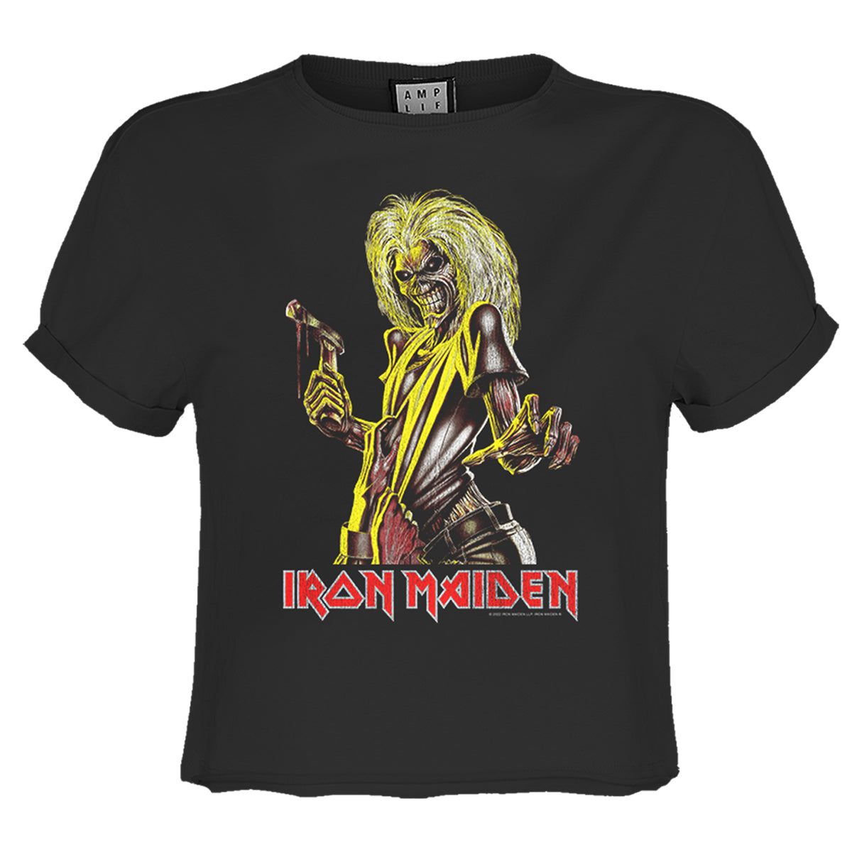 Charcoal - Front - Amplified Womens-Ladies Killers Iron Maiden Crop Top
