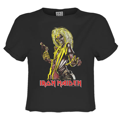 Charcoal - Front - Amplified Womens-Ladies Killers Iron Maiden Crop Top