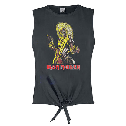 Charcoal-Yellow - Front - Amplified Womens-Ladies Iron Maiden Sleeveless Top