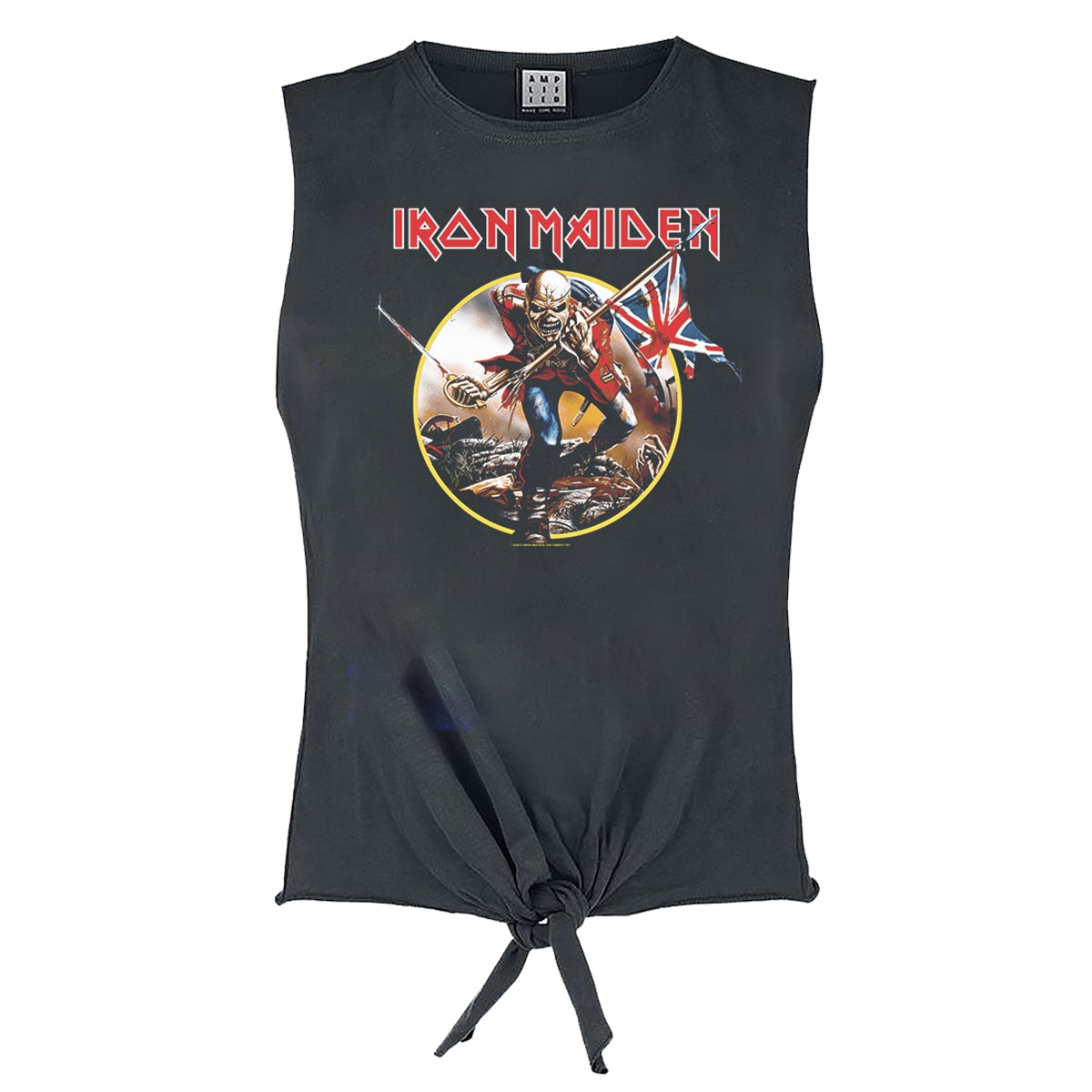 Charcoal - Front - Amplified Womens-Ladies Trooper Iron Maiden Sleeveless Top