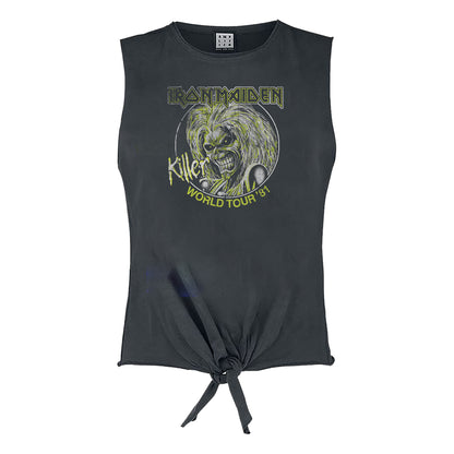 Charcoal - Front - Amplified Womens-Ladies Killers Tour 81 Iron Maiden Sleeveless Top