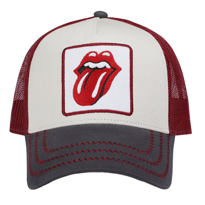 Beige-Grey-Dark Red - Front - Amplified The Rolling Stones Trucker Cap