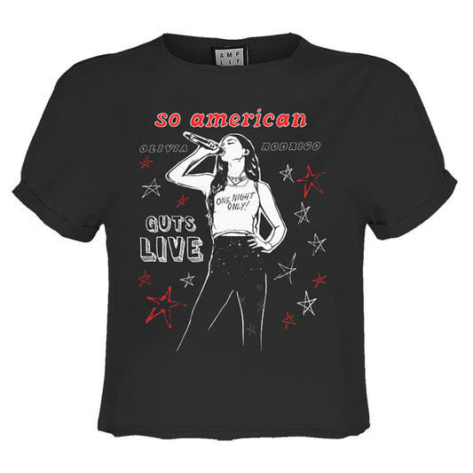 Charcoal - Front - Amplified Womens-Ladies So American Olivia Rodrigo Crop Top