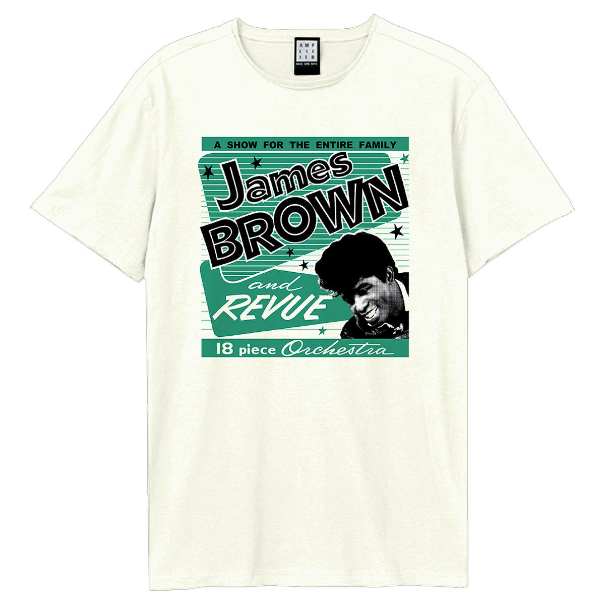 Vintage White - Front - Amplified Unisex Adult Retro Revue James Brown T-Shirt