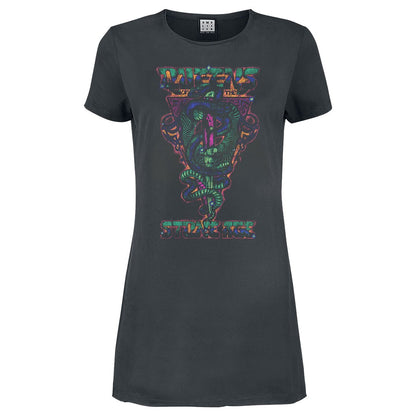 Charcoal - Front - Amplified Womens-Ladies Serpent Triangle Queens Of The Stone Age T-Shirt Dress