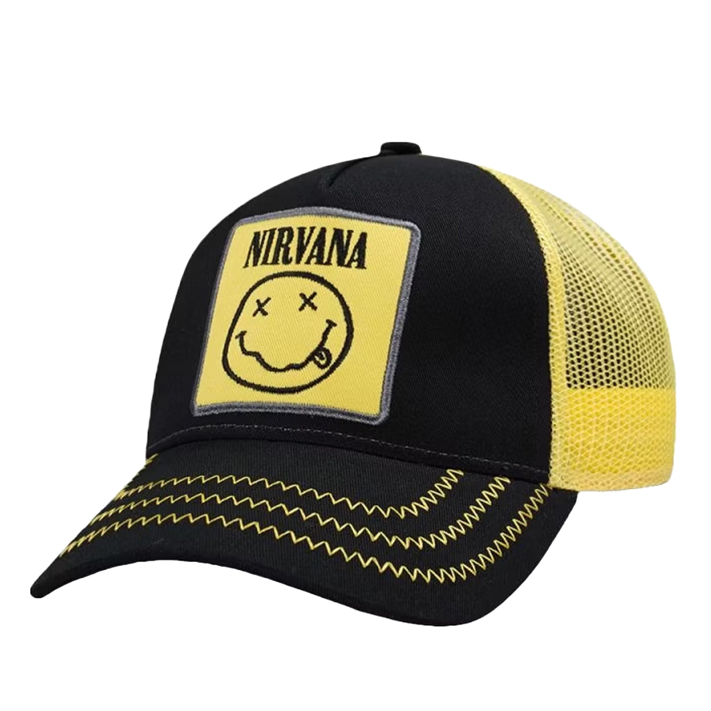 Black-Yellow - Front - Amplified Nirvana Trucker Cap