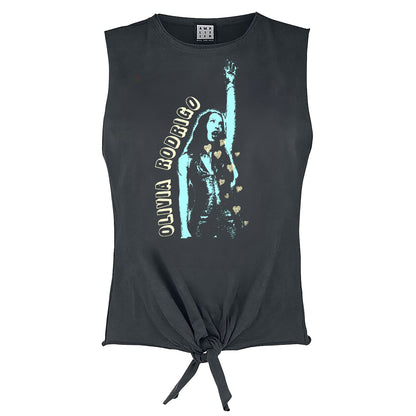 Charcoal - Front - Amplified Womens-Ladies Hand Up Sleeveless Top