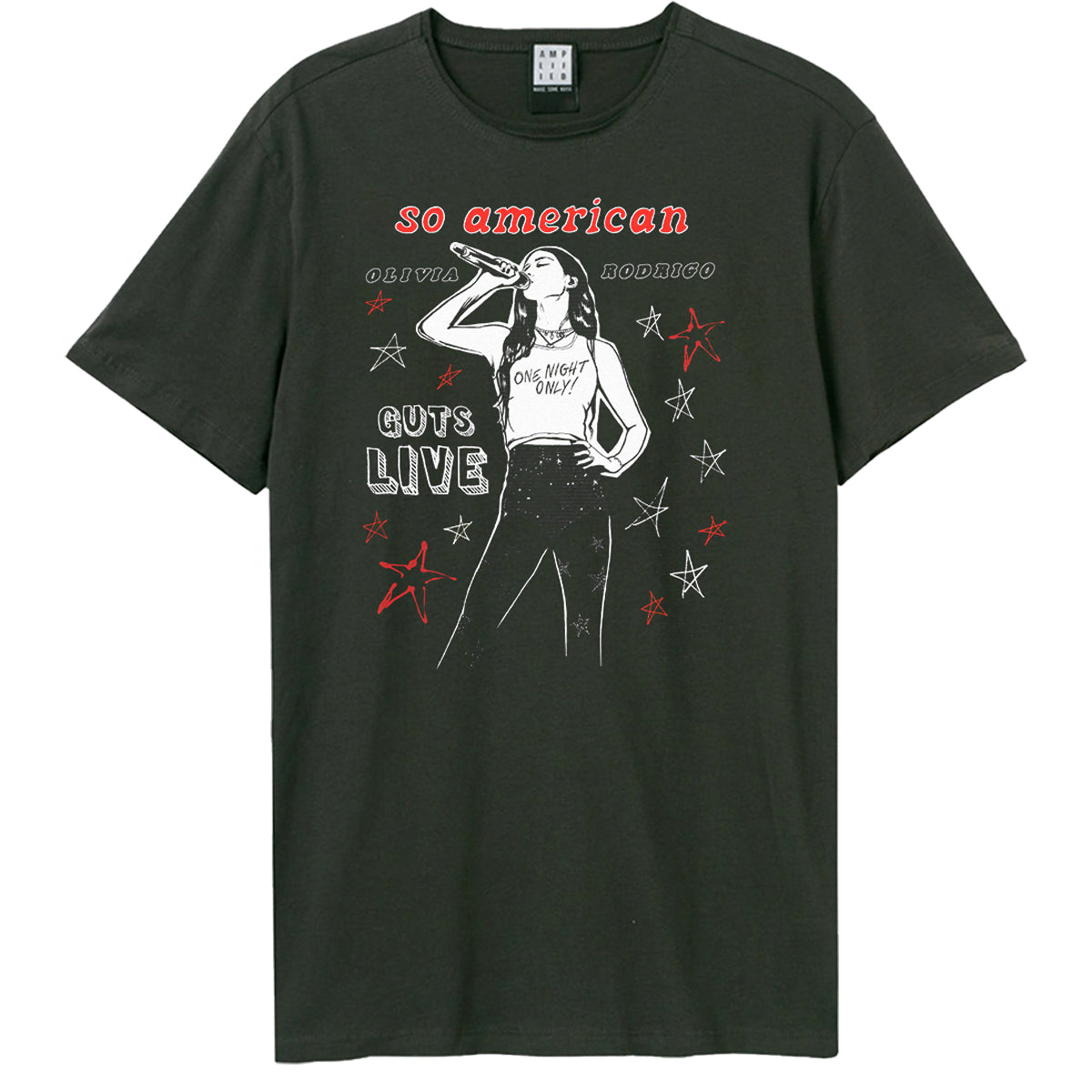 Charcoal - Front - Amplified Unisex Adult So American Olivia Rodrigo T-Shirt