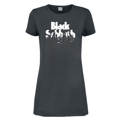 Charcoal - Front - Amplified Womens-Ladies Crowd Black Sabbath T-Shirt Dress