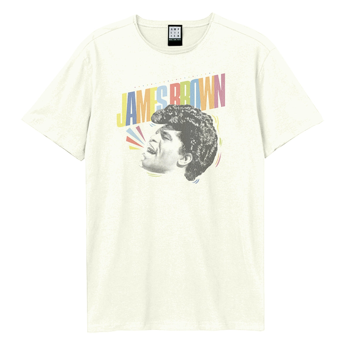 Vintage White - Front - Amplified Unisex Adult Say It Loud James Brown T-Shirt