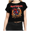 Charcoal - Back - Amplified Womens-Ladies Run To The Hills Iron Maiden Crop Top