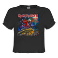 Charcoal - Front - Amplified Womens-Ladies Run To The Hills Iron Maiden Crop Top