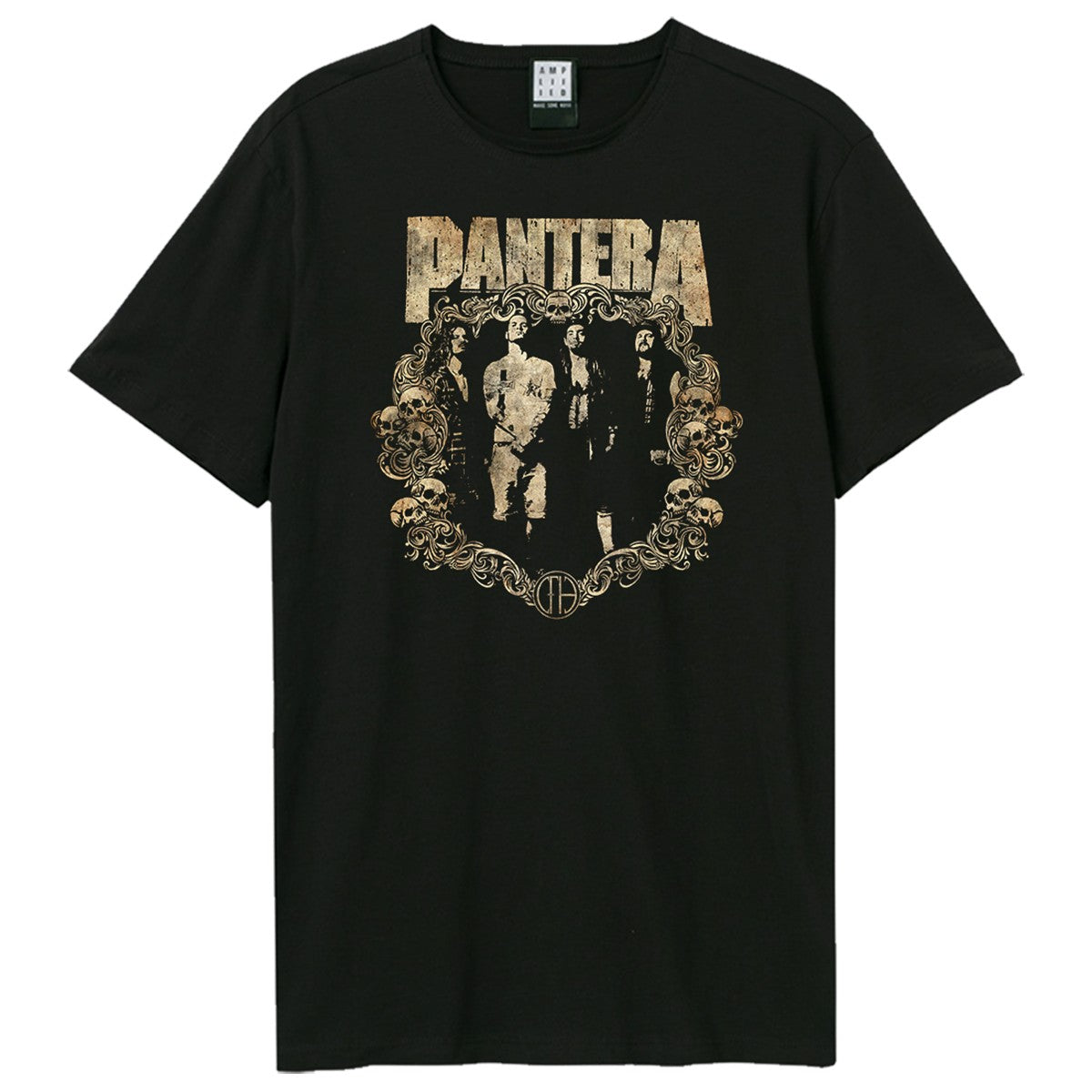 Black - Front - Amplified Unisex Adult Skull Frame Pantera T-Shirt