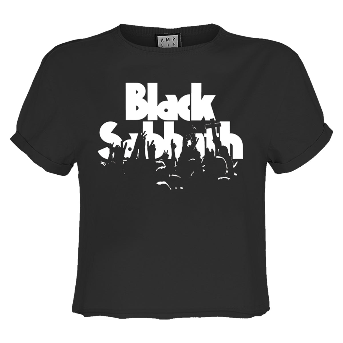 Charcoal - Front - Amplified Womens-Ladies Crowd Black Sabbath Crop Top