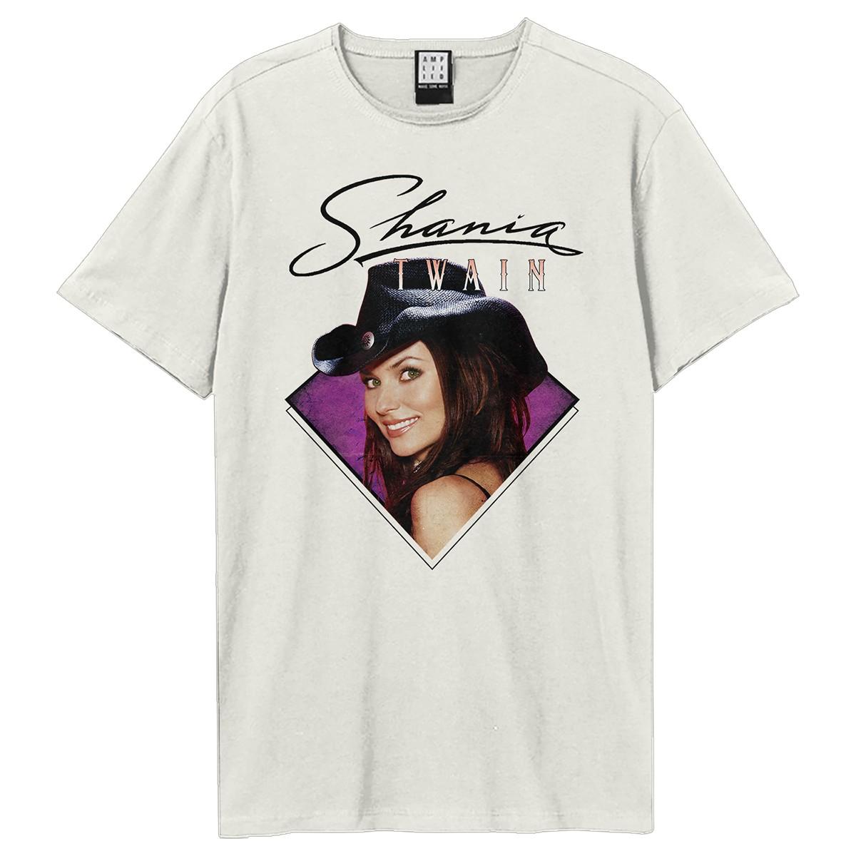 Vintage White - Front - Amplified Unisex Adult Face Shania Twain T-Shirt