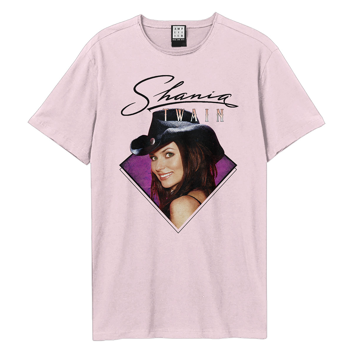 Pink - Front - Amplified Unisex Adult Face Shania Twain T-Shirt