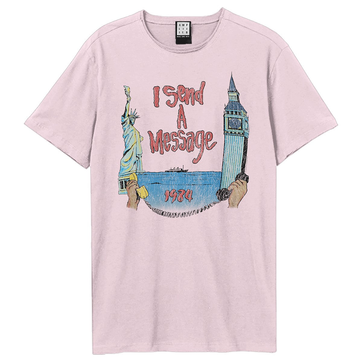 Pink - Front - Amplified Unisex Adult I Send A Message INXS T-Shirt