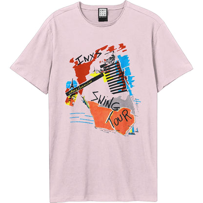 Pink - Front - Amplified Unisex Adult Swing Tour INXS T-Shirt