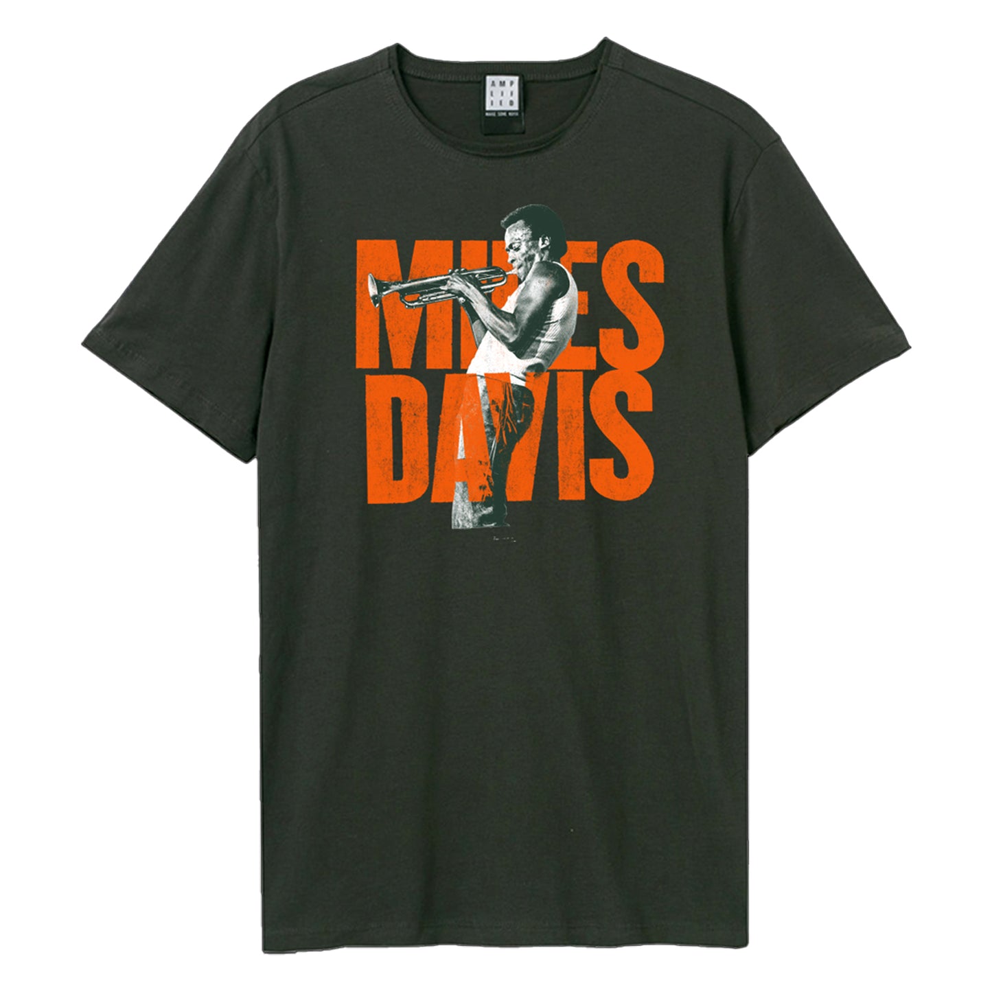 Charcoal - Front - Amplified Unisex Adult Miles Davis Logo T-Shirt