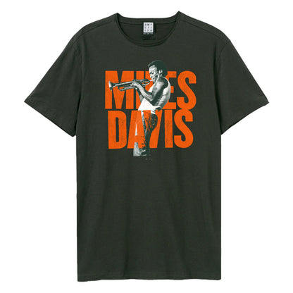 Charcoal - Front - Amplified Unisex Adult Miles Davis Logo T-Shirt