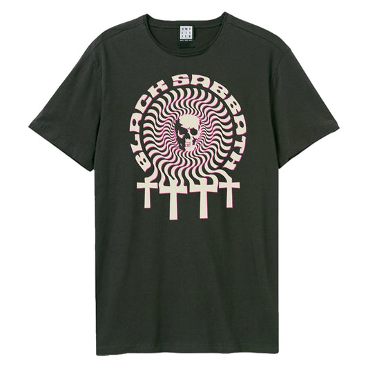Charcoal - Front - Amplified Unisex Adult Psychadelic Cross Black Sabbath T-Shirt