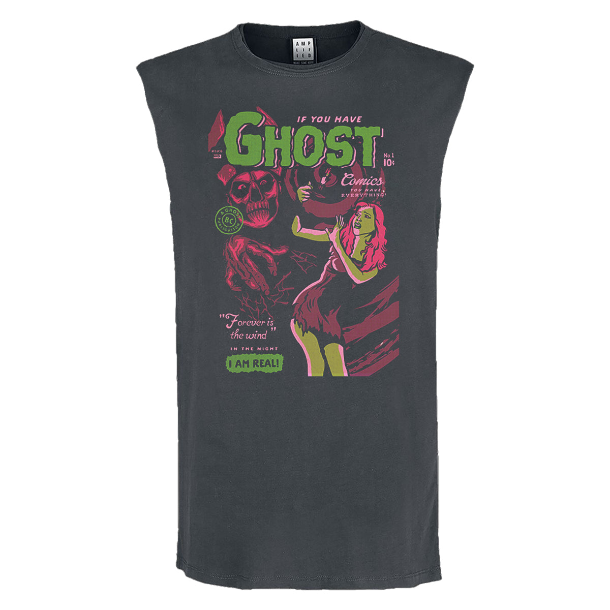 Charcoal - Front - Amplified Unisex Adult Forever Is The Wind Ghost Sleeveless Tank Top