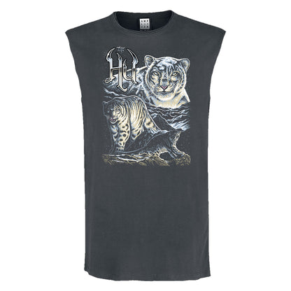 Charcoal - Front - Amplified Unisex Adult Snow Leopards The Hu Sleeveless Tank Top
