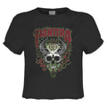 Charcoal - Front - Amplified Womens-Ladies Fire Skull Pantera Crop Top