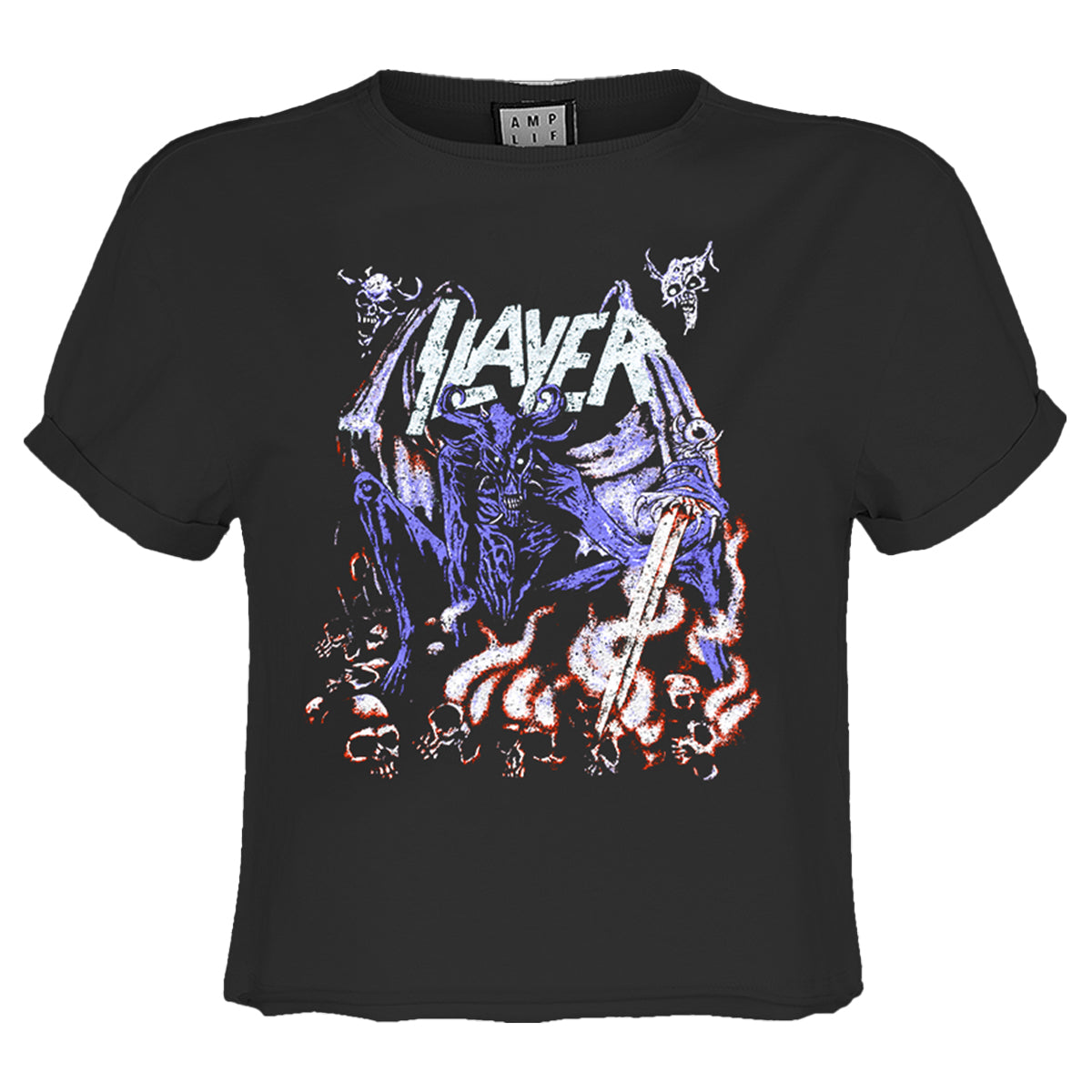 Charcoal - Front - Amplified Womens-Ladies Neon Art Mineral Slayer Crop Top