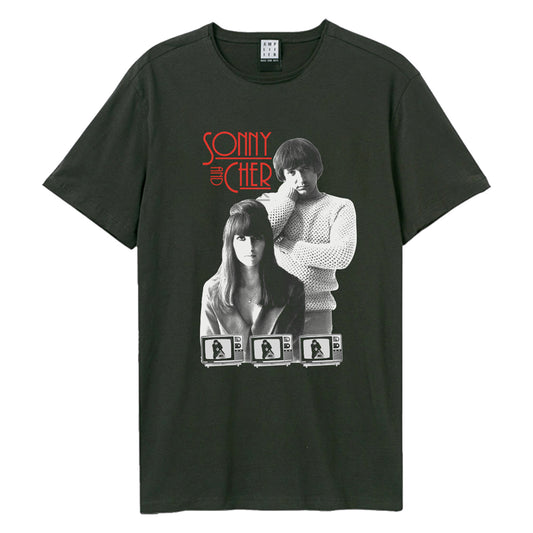 Charcoal - Front - Amplified Unisex Adult Mod Tv Heritage Sonny And Cher T-Shirt
