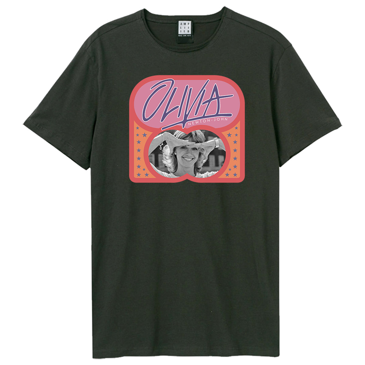 Charcoal - Front - Amplified Unisex Adult Photo Olivia Newton-John T-Shirt