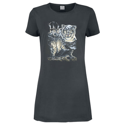 Charcoal - Front - Amplified Womens-Ladies Snow Leopards The Hu T-Shirt Dress