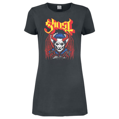 Charcoal - Front - Amplified Womens-Ladies Demoniac Ghost T-Shirt Dress