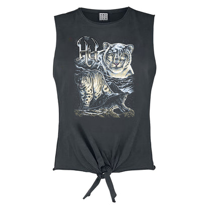Charcoal - Front - Amplified Womens-Ladies Snow Leopards The Hu Sleeveless Tank Top
