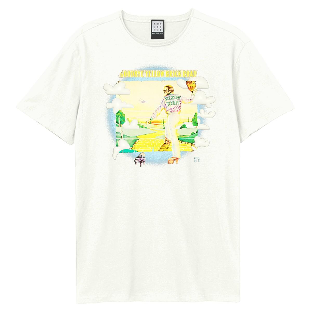 Vintage White - Front - Amplified Unisex Adult Goodbye Yellow Brick Road Cover Elton John T-Shirt