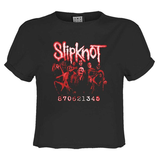 Charcoal - Front - Amplified Womens-Ladies Code Slipknot Crop Top