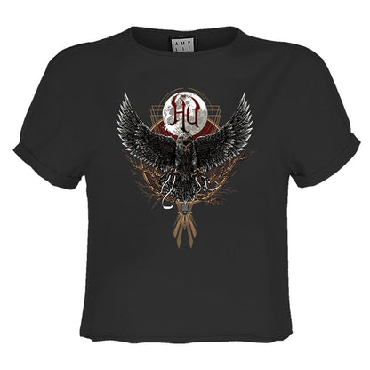 Charcoal - Front - Amplified Womens-Ladies Hawk Moon The Hu Crop Top