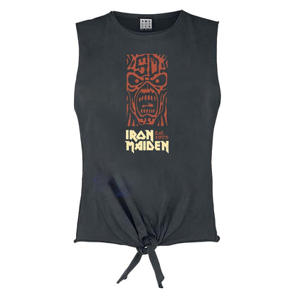 Charcoal-Orange - Front - Amplified Womens-Ladies 50th Totem Pole Iron Maiden Sleeveless Tank Top