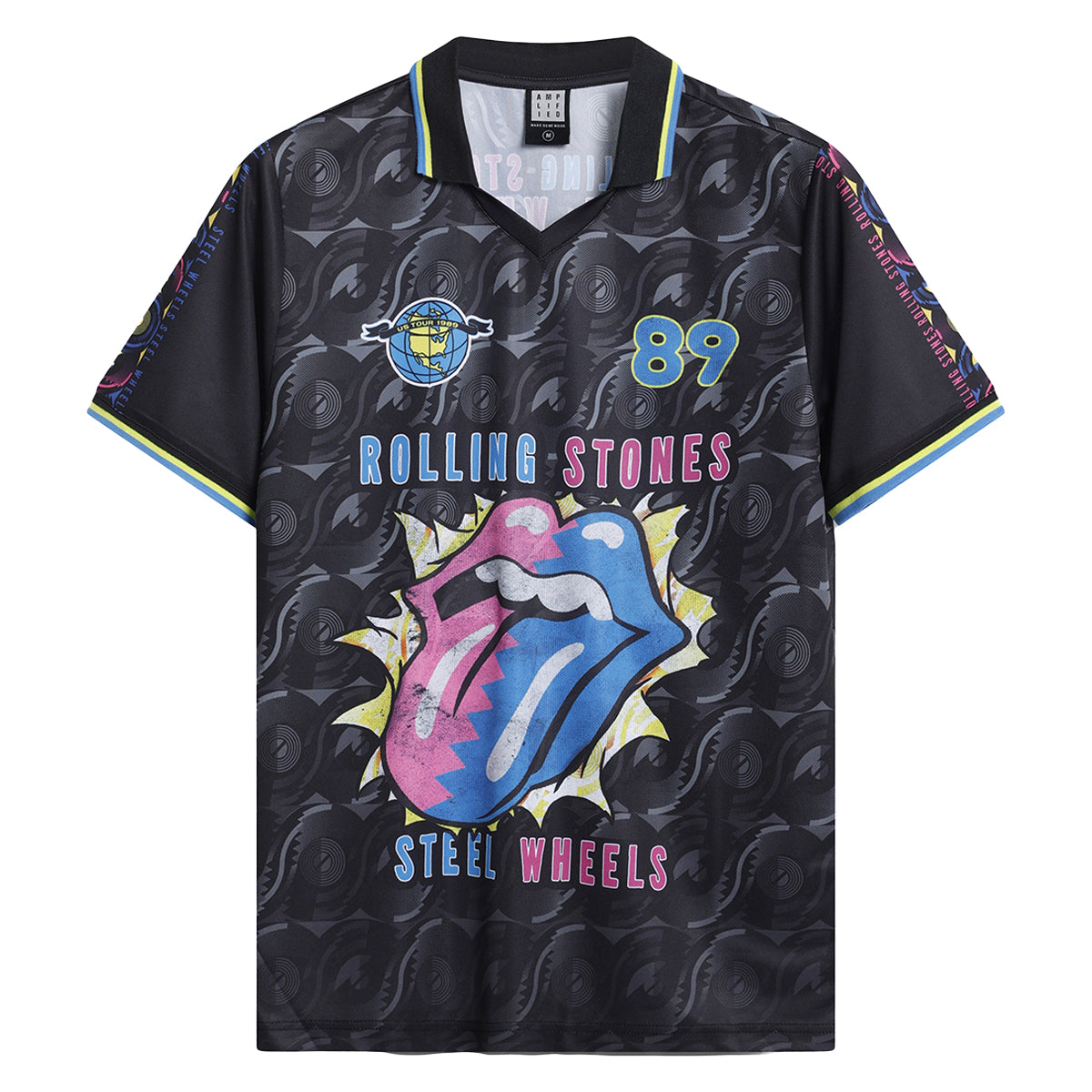 Black - Front - Amplified Unisex Adult Steel Wheels The Rolling Stones T-Shirt