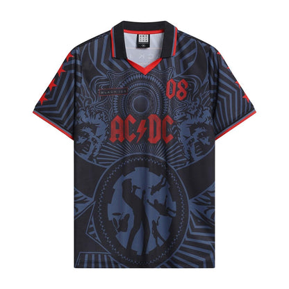 Black-Red-Dark Blue - Front - Amplified Unisex Adult Black Ice AC-DC Jersey