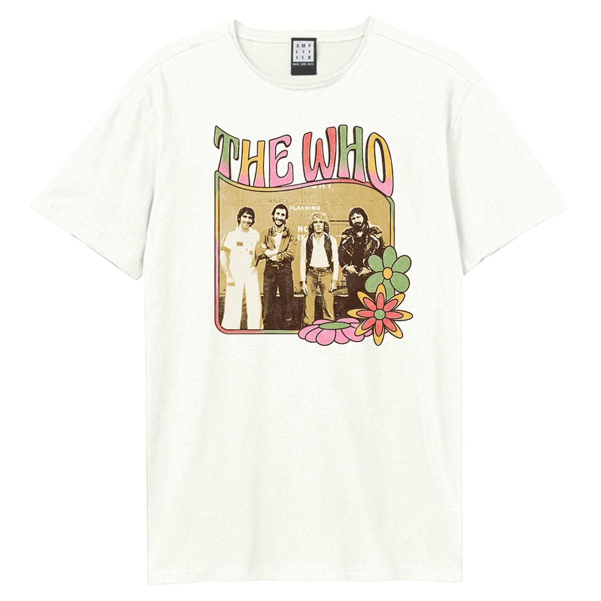 Vintage White - Front - Amplified Unisex Adult Hippy Flowers The Who T-Shirt