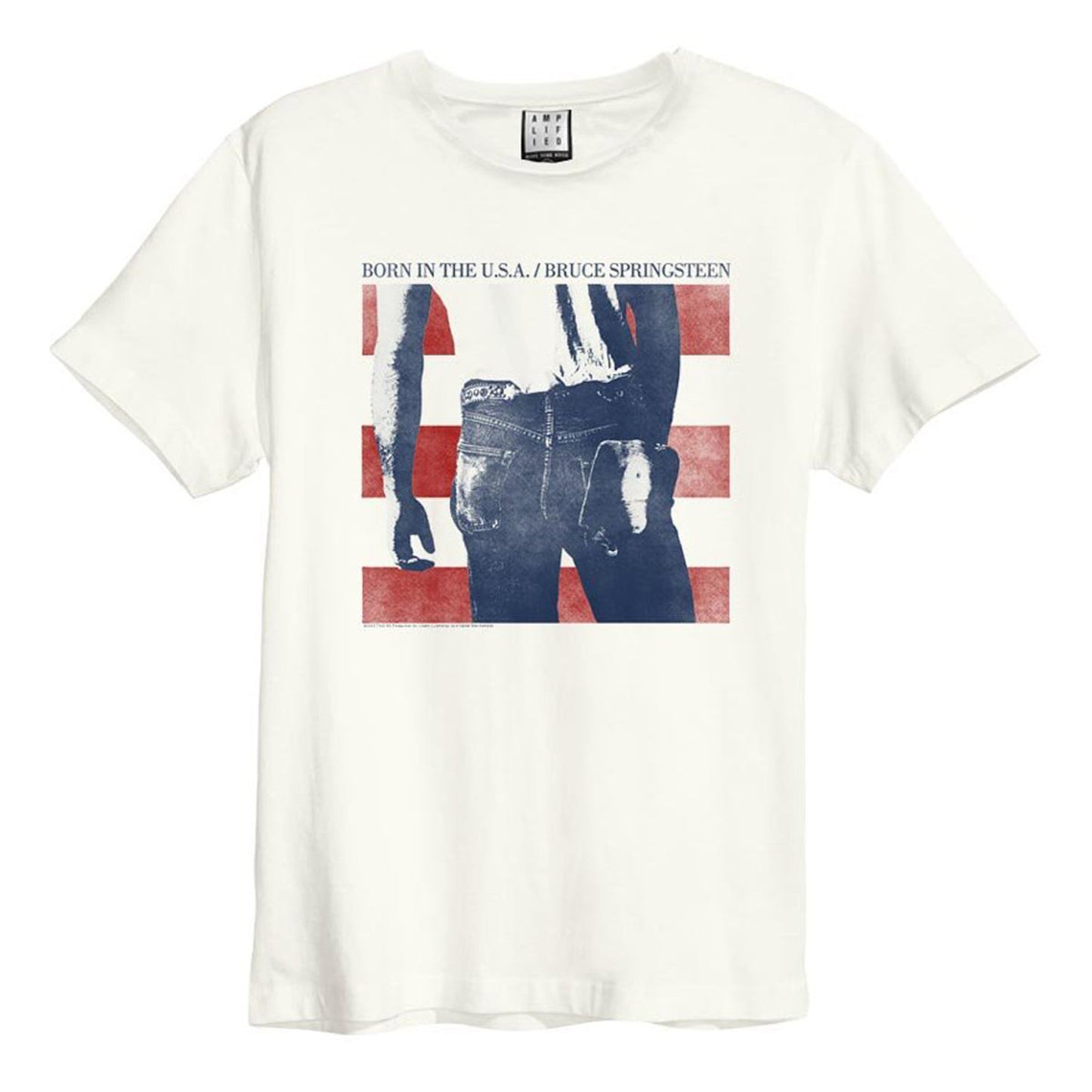 Vintage White - Front - Amplified Unisex Adult Born In The USA Bruce Springsteen T-Shirt